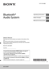Sony WX-850BT Operating Instructions Manual