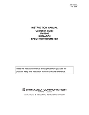 Shimadzu UV-1800 Instruction Manual