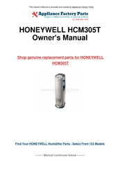 Honeywell HCM300T - Quiet Care 3.0 Gallon Ultraviolet Tower Humidifier Manual