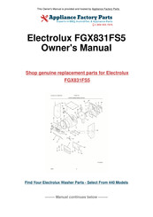 Frigidaire FGX831FS5 Installation Instructions Manual