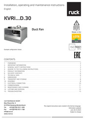 Ruck Ventilatoren KVRI 8050 D4 30 Installation, Operating And Maintenance Instruction