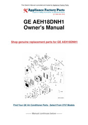 GE AEH18 Series Owner's Manual And Installation Instructions