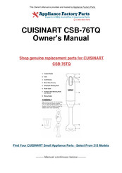 Cuisinart Smart Stick CSB-76 Series Instruction Manual