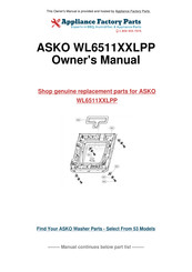 Asko WL6511 XXLW Operating Instructions Manual