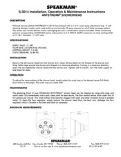 Speakman ANYSTREAM S-3014 Installation, Operation & Maintenance Instructions