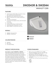 Toto WASHLET SW2043R Manual