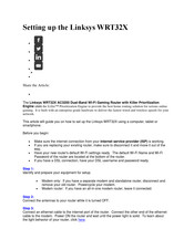 Linksys WRT32X Setting Up