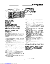 Honeywell HHT-011 - Permanent HEPA Type Tabletop Air Purifier Owner's Manual