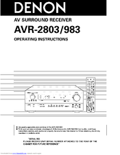 Denon AVR-2983 Operating Instructions Manual