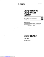 Sony CMT-MD1 - Micro Hi Fi Component System Operating Instructions Manual