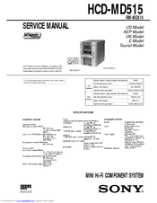 Sony HCD-MD515 - Component For Dhcmd515 Service Manual