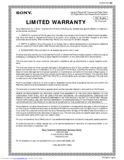 Sony MDS-JA50ES - Midi System Limited Warranty