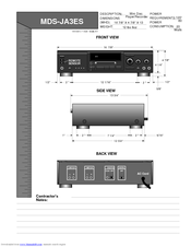 Sony MDS-JA3ES Operating Instructions addendum Page 26 and 27 Dimensions