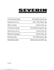 SEVERIN KA 5825 - Instructions For Use Manual