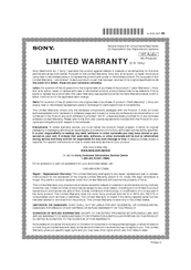 Sony STR-DA1800ES Limited Warranty