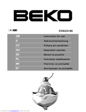 BEKO CHA 33100 Instructions For Use Manual