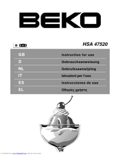 BEKO HSA 47520 Instructions For Use Manual
