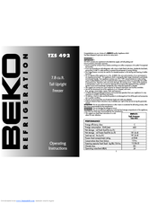 Beko TZS 492 Operating Instructions Manual