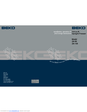 Beko ZA130 Installation, Operation  And Food Storage Instructions