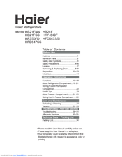 HAIER HB21FNN Manual