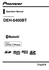Pioneer DEH-6400BT Operation Manual