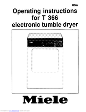 MIELE T 366  VENT ED DRYER - OPERATING Operating Manual