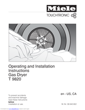 MIELE TOUCHTRONIC T 9820 Operating And Installation Instructions
