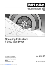 MIELE T 9822  VENT ED DRYER - OPERATING Operating Instructions Manual