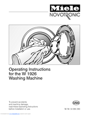 MIELE W 1926  WASHING MACHINE - OPERATING Operating Instructions Manual