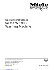 MIELE W 1930I WASHING MACHINE Operating Instructions Manual