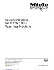 Miele W 1930i Washing Machine Manuals Manualslib