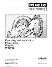 MIELE W 3033 Operating And Installation Instructions