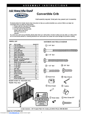 Graco 3250281 - Lauren Drop Side Convertible Crib Assembly Instructions Manual