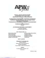 APW Wyott AP420-8S Installation And Operation Instructions Manual