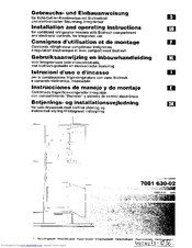 JUNO JDZ7082 Installation And Operating Instructions Manual