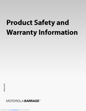 MOTOROLA Barrage  V860 Safety And Warranty Manual