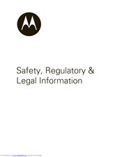 MOTOROLA DEFY WITH MOTOBLUR - LEGAL GUIDE Safety Information Manual