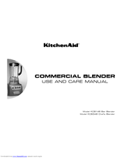 KitchenAid KCB148SGR - Pro Line Commercial Bar Blender Use And Care Manual