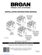 NuTone GSFH1K Installation Instructions Manual