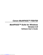 Canon MultiPASS F30 Software User's Manual