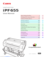 Canon iPF655 - imagePROGRAF Color Inkjet Printer User Manual