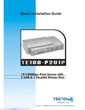 TRENDNET TE100-P2U1P Quick Installation Manual