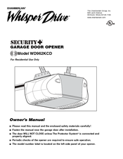 Chamberlain Whisper Drive Security+ WD962KCD Owner's Manual