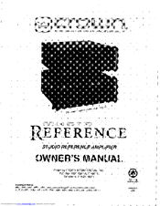 Crown Macro Reference Owner's Manual
