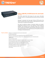 TRENDNET TK-423K - USB/PS/2 KVM Switch Specifications