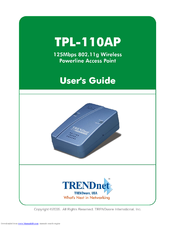 TRENDNET TPL-110AP - 125Mbps 802.11g Wireless Powerline Access Point User Manual