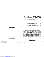 Casio ToneBank CT-670 Operation Manual