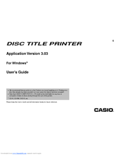 Casio DISC TITLE PRINER User Manual