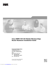 Cisco MWR-1941-DC-2T1 - MWR 1941 Mobile Wireless Edge Router Hardware Installation Manual