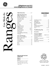 GE PGS975SEMSS - Profile: 30'' Slide-In Gas Ran User Manual